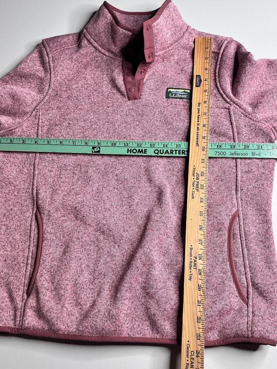 L.L.Bean Sweatshirt Womens PL Pink Fleece Snap Mock Neck Pockets Raglan - Picture 5 of 6